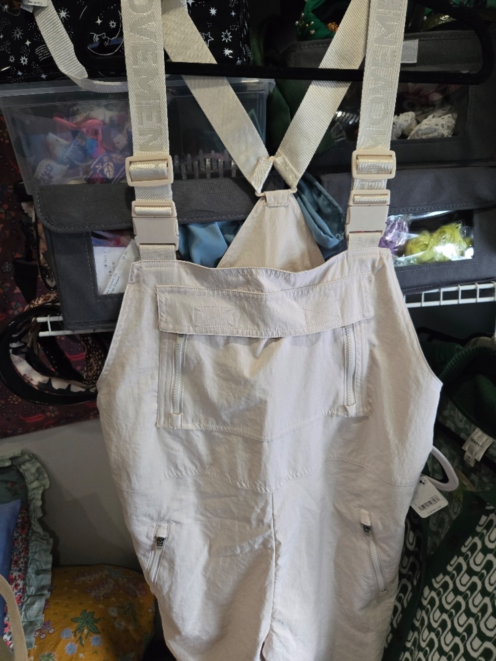 free people movement short overalls with zip pockets hiking gear large nwt - Picture 3 of 3